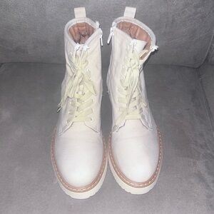 Madden Girl Kurrt Ankle Boots Sand Fab Canvas Lace Up Combat Shoes 11 S1